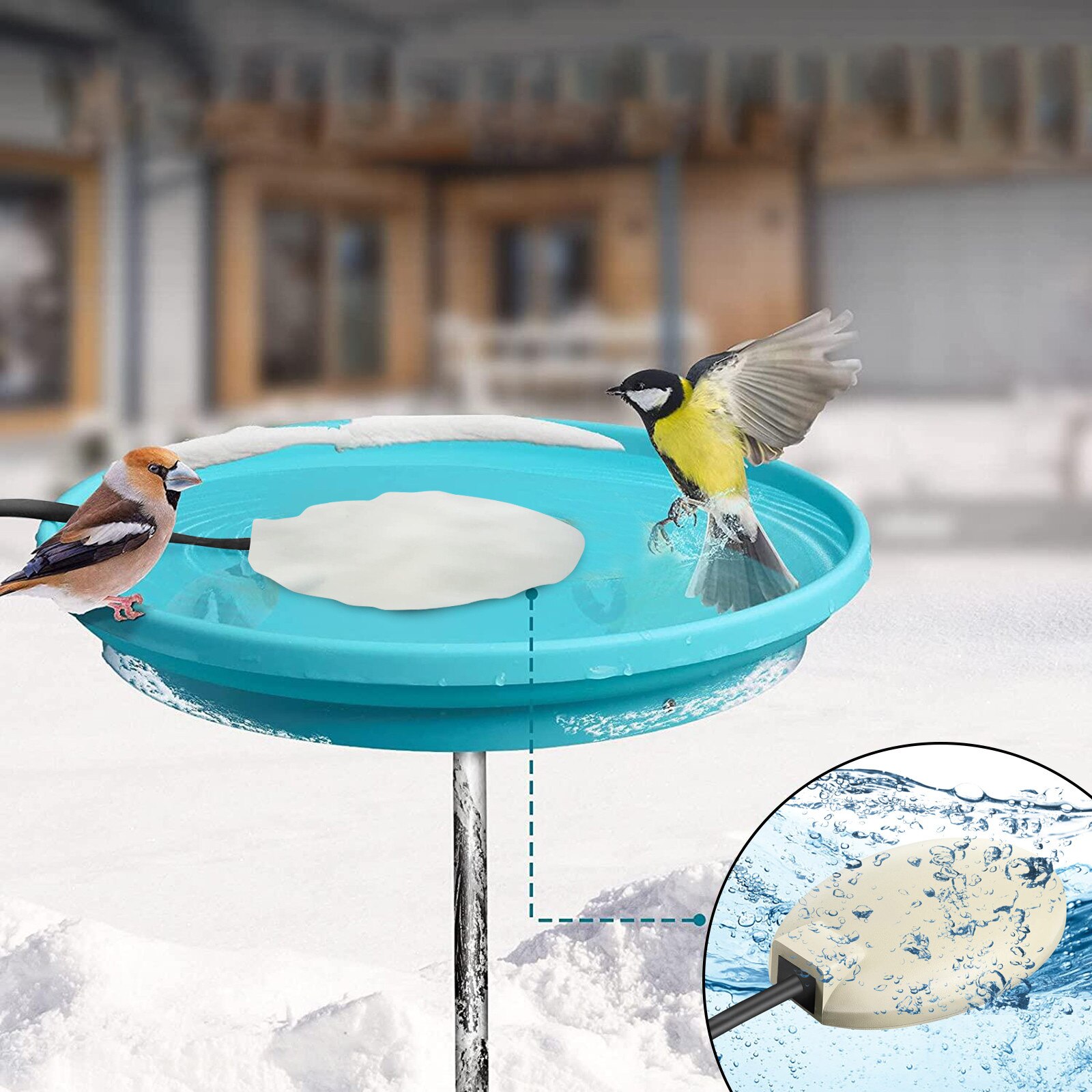 Bird Bath Deicer Heater Practical Winter Poultry Thermostatic BirdBath Deicer And Water Heater With Aluminum Base Garden Decor: blue