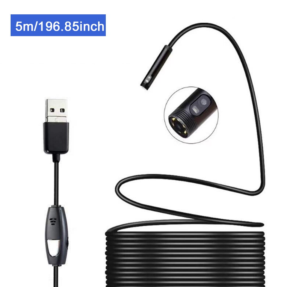 3 en 1 caméra d'inspection Endoscope industriel tablette HD réglable LED Smartphone double lentille étanche Pipeline Flexible: 5m
