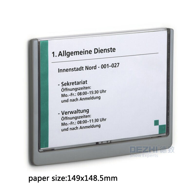 ABS green plastic Office indoor Horizontal Wall Mount Flip Sign Holder display INFO poster door sign Bulletin Board: 149x148mm