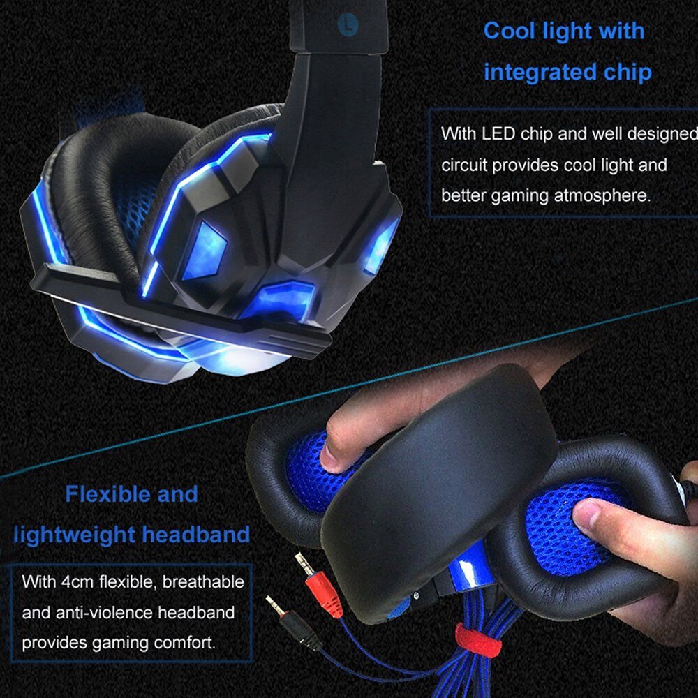 Gaming Headset Hoofdtelefoon Met Led Light Mic Stereo Oortelefoon Diepe Bas Voor Pc Computer Gamer Laptop Auriculares