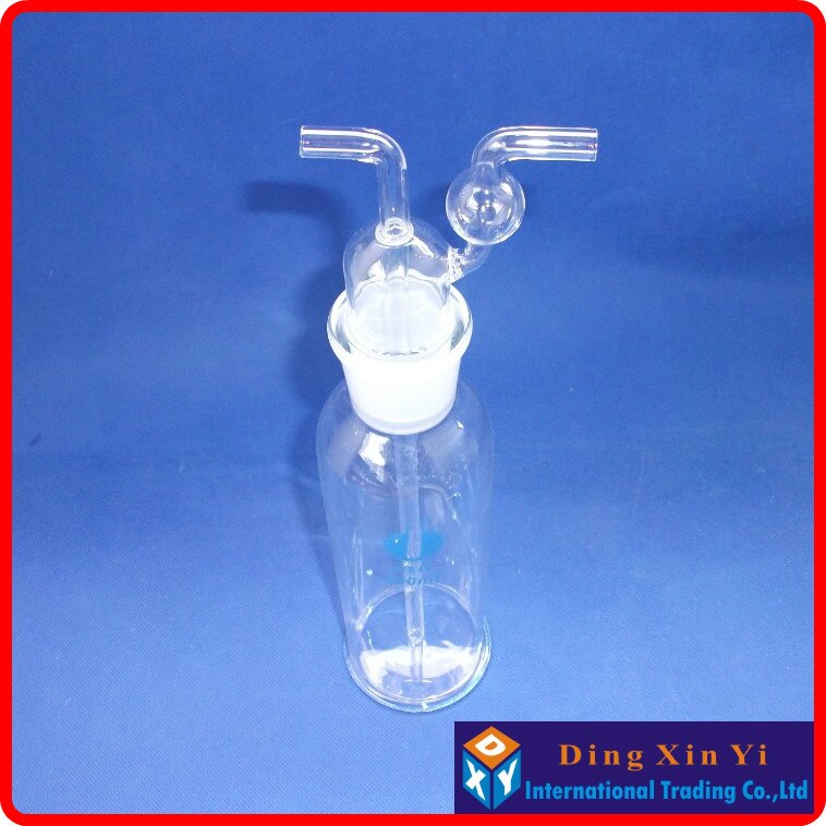 Drechsel-botella de vidrio para lavado de Gas, tubo de forma recta de 500ml, 500ml, 2 unids/lote
