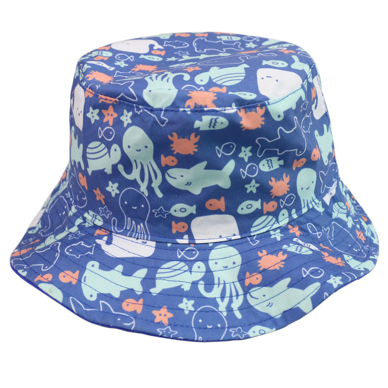 Rævmor s / m / l / xl størrelse sød udendørs havfisk print fiskekapsler spand hatte til børn drenge piger: -en / M