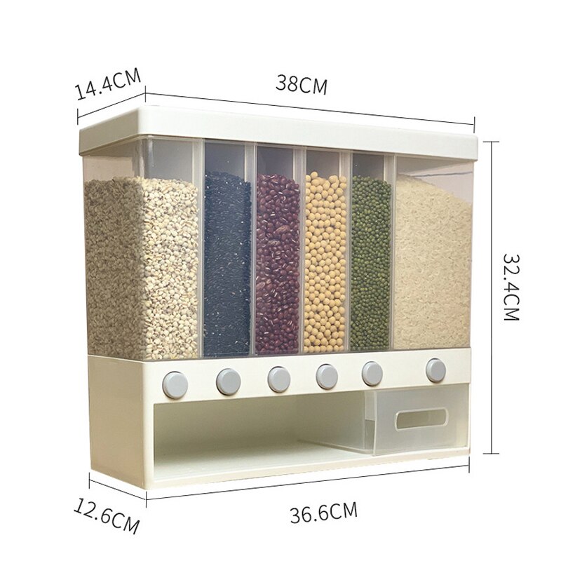 Veggmontert presse frokostblanding dispenser ris sjokoladebønner dispenser kjøkken lagring organisere sel tank tørr matte container