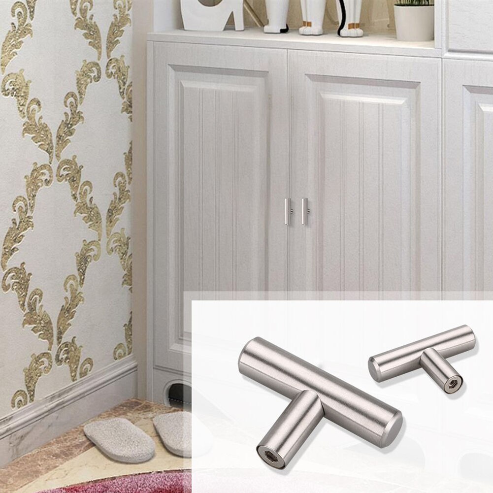12mm Stainless Steel Kitchen Door T Bar Handle Pull Knob Cabinet Drawer Open Sliding Door Handles for Interior Doors Window