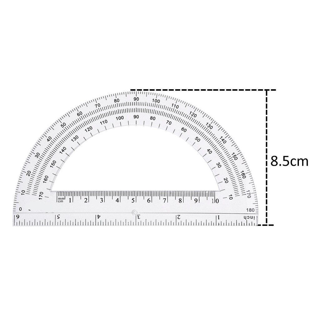 1 Piece Plastic Protractors 180 Degree Protractor, 6 Inches, Clear