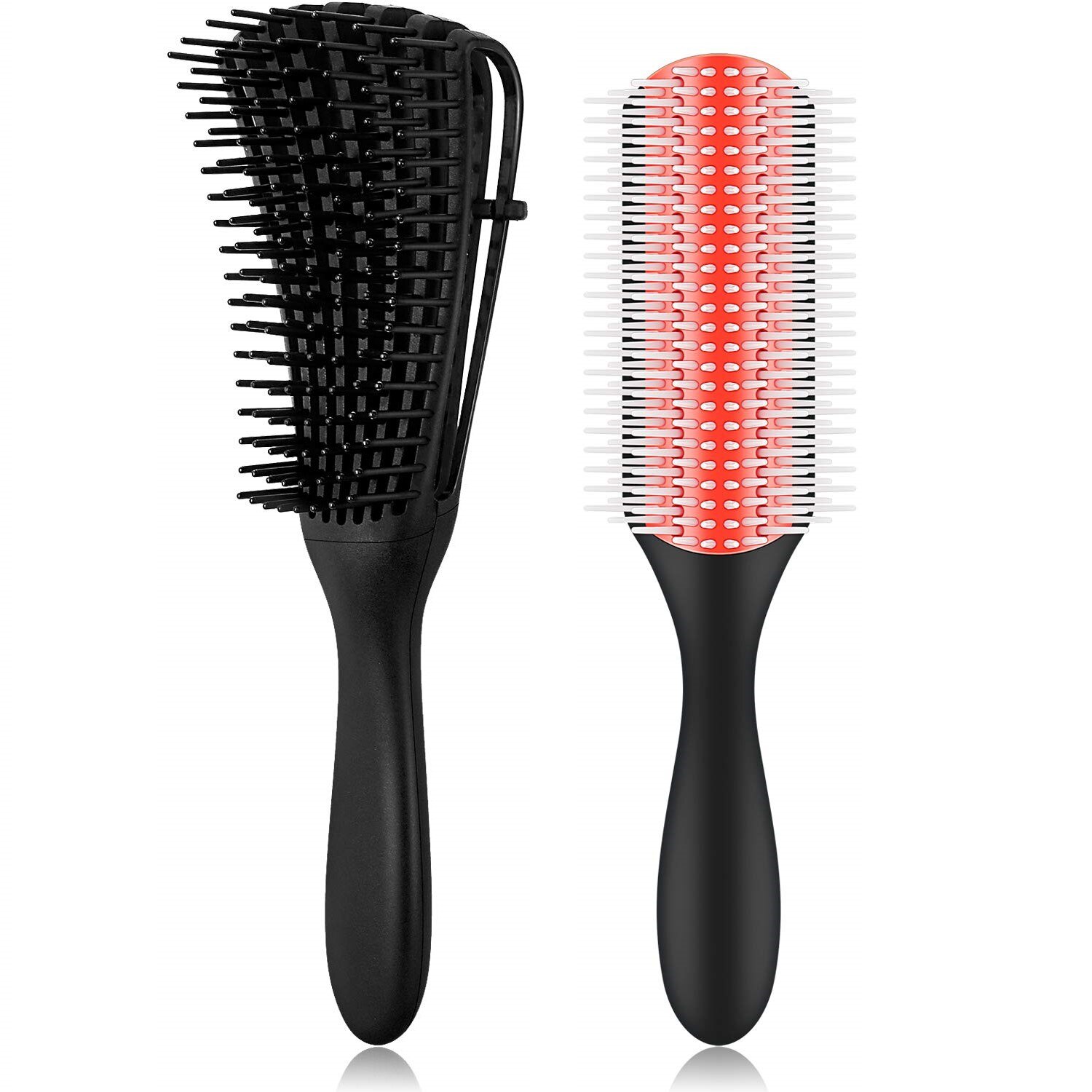 Detangling Hair Brush Detangler Hair Comb 9-Rows Cushion Nylon Bristle Edge Brush Rat Tail Comb for 3a to 4c Curly Wet Hair: Kit 4