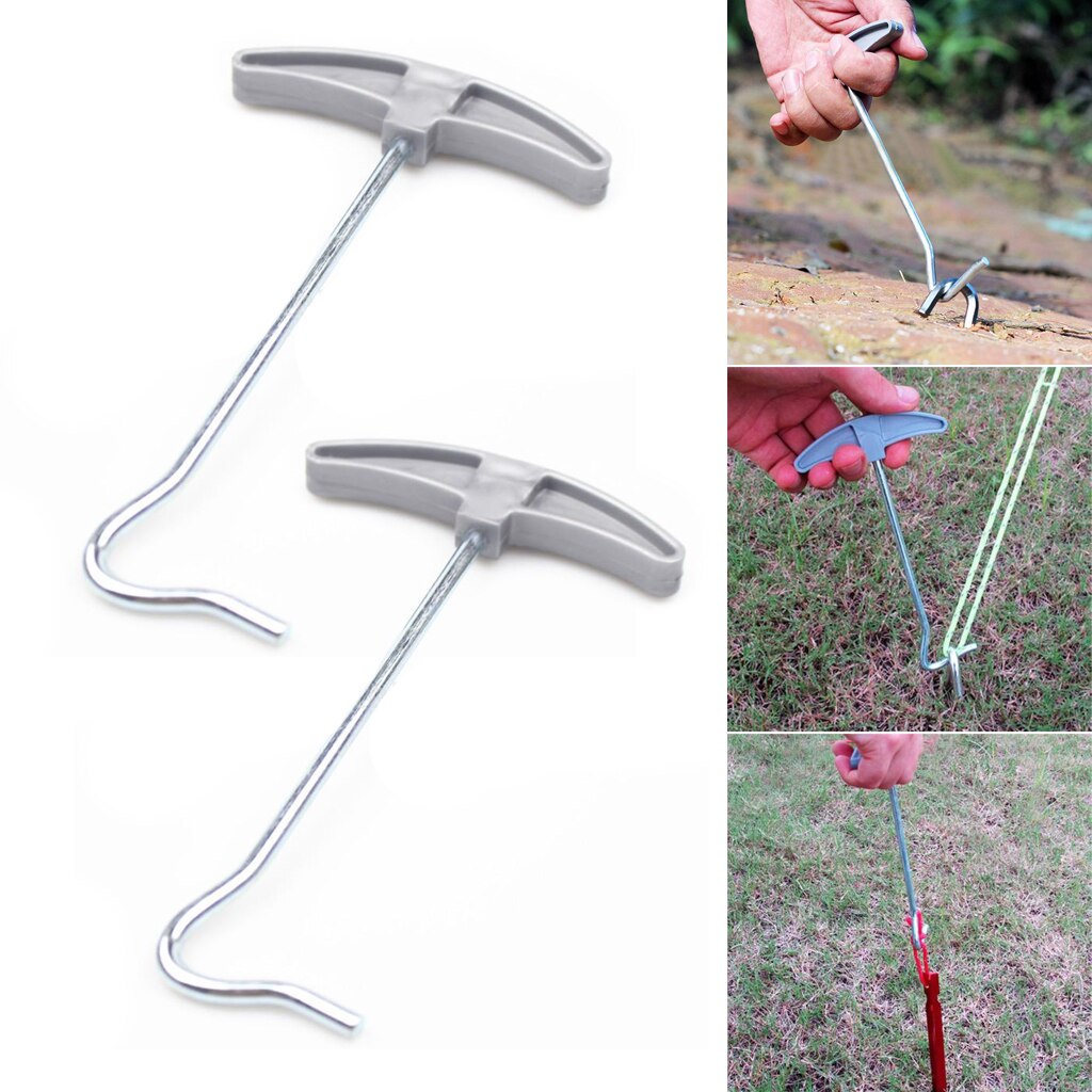 2Pcs Tent Peg Puller Steel Hook Extractor Caravan Awning Camping Outdoor Kit