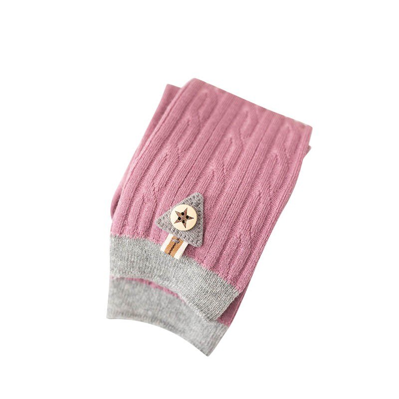 Piger ribbede leggings piger bomuld varme strømpebukser ren farve simple star pencil bukser egnet til 0-5 år gamle børn: Z / 3-4y
