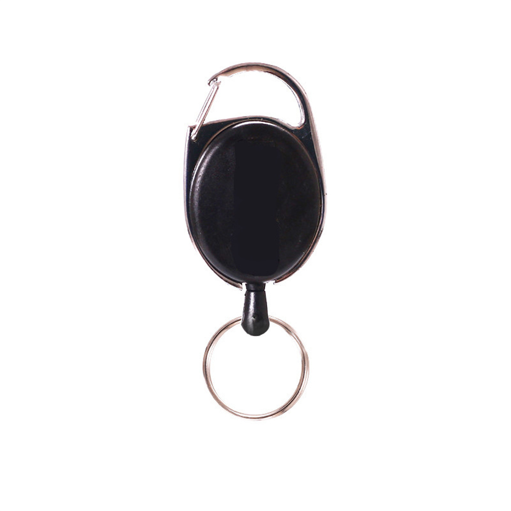 LLavero retráctil negro, llavero con insignia de identificación antipérdida con cuerda de alambre de acero elástica, accesorios para mochila, herramienta para exteriores: Rosa