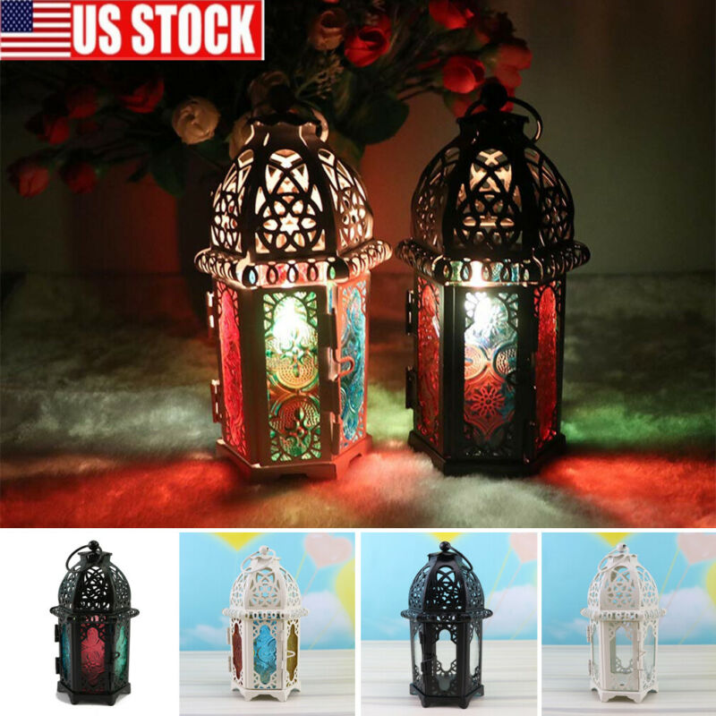Rustik lanterne orkan fyrfadslys søjle lysestage vintage haven lampe stativ boligindretning marokkansk lanterne lys