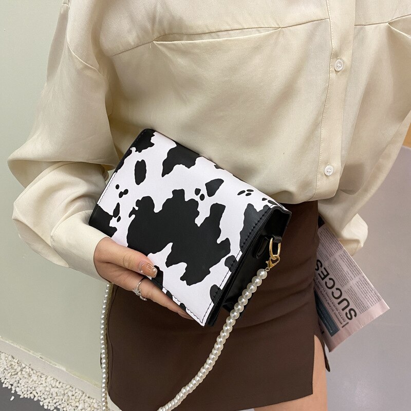 Fashionable Cow Grain Crossbody Bag For Women Solid Color PU Leather Casual Small Woman Top Handle Bags