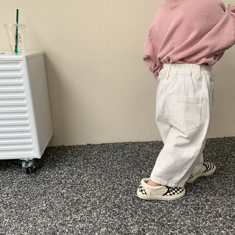 2022 Lente Koreaanse Stijl Baby Kids Witte Kleur Broek Unisex Kids Losse Casual Broek