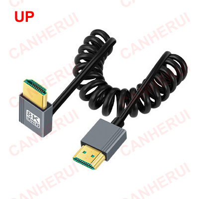 1M resorte 8K @ 60HZ 4k @ 120hz 2,1 Cable HDMI ángulo recto/izquierdo/arriba/abajo para PC teléfono tableta cámara DV Monitor HDTV TV: Grey