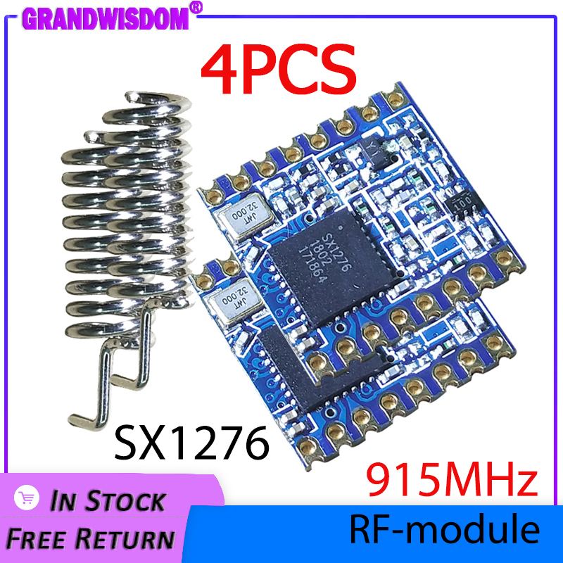 4 Stuks 915Mhz Rf Lora Module SX1276 Chip Super Lage Power Lange Afstand Communicatie Receiver0and Zender Spi Iot met Antenne