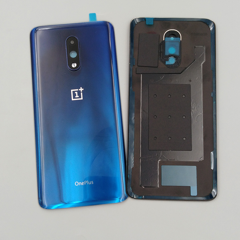 Oneplus 7 parti posteriori di riparazione della custodia della batteria di ricambio del coperchio dell&#39;alloggiamento dello sportello del pannello posteriore in vetro per One Plus 1 + 7 con obiettivo della fotocamera + Logo