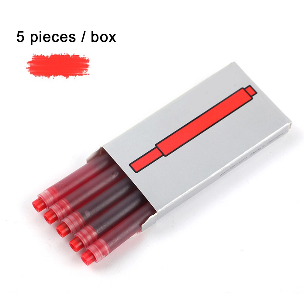 Colorful Disposable Fountain Pen Ink Compatible with All Standard Fountain Pens 5PCS for Calligraphy Writing NIN668: Red