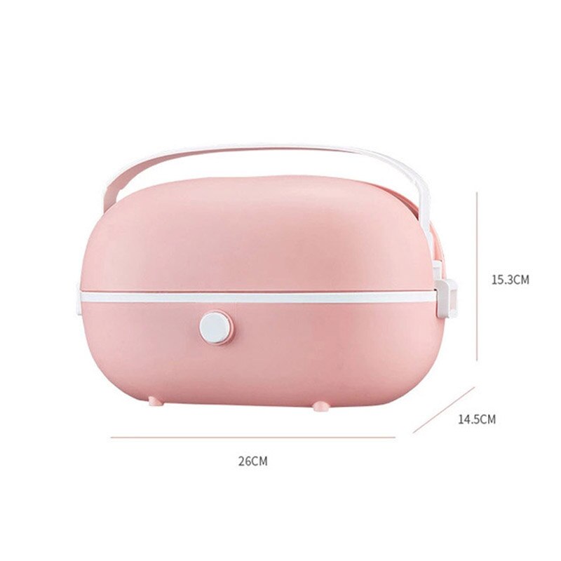 12V-24V/110V/220V Portable Electric Lunch Box Stainless Steel Rice Cooker Home Office Heated Food Warmer Container Meal Thermal: Pink / 220V UK plug