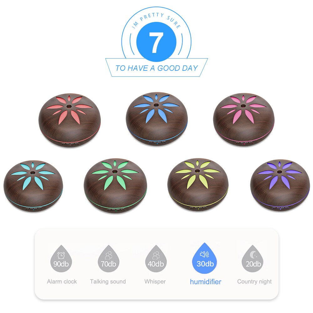 550ml wifi remote control Ultrasonic Humidifier google app Oil Diffuser Wood Grain Mist portable LED Night Light Home Bedroom