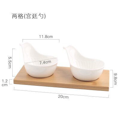 Keramik Snacks Platten mit Bambus Tablett Japan Stil Kreative Obst Platte Nachmittag Tee Tabletts Nachspeisen Platte Soße Gericht: C2