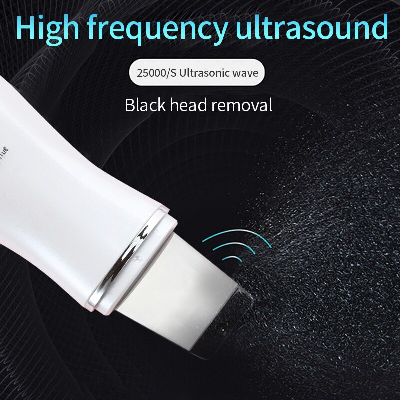 Ultrasonic Face Skin Scrubber Lifting Tightening Facial Cleaning Tool Pore Cleanser EMS Micro-Current Scrubber