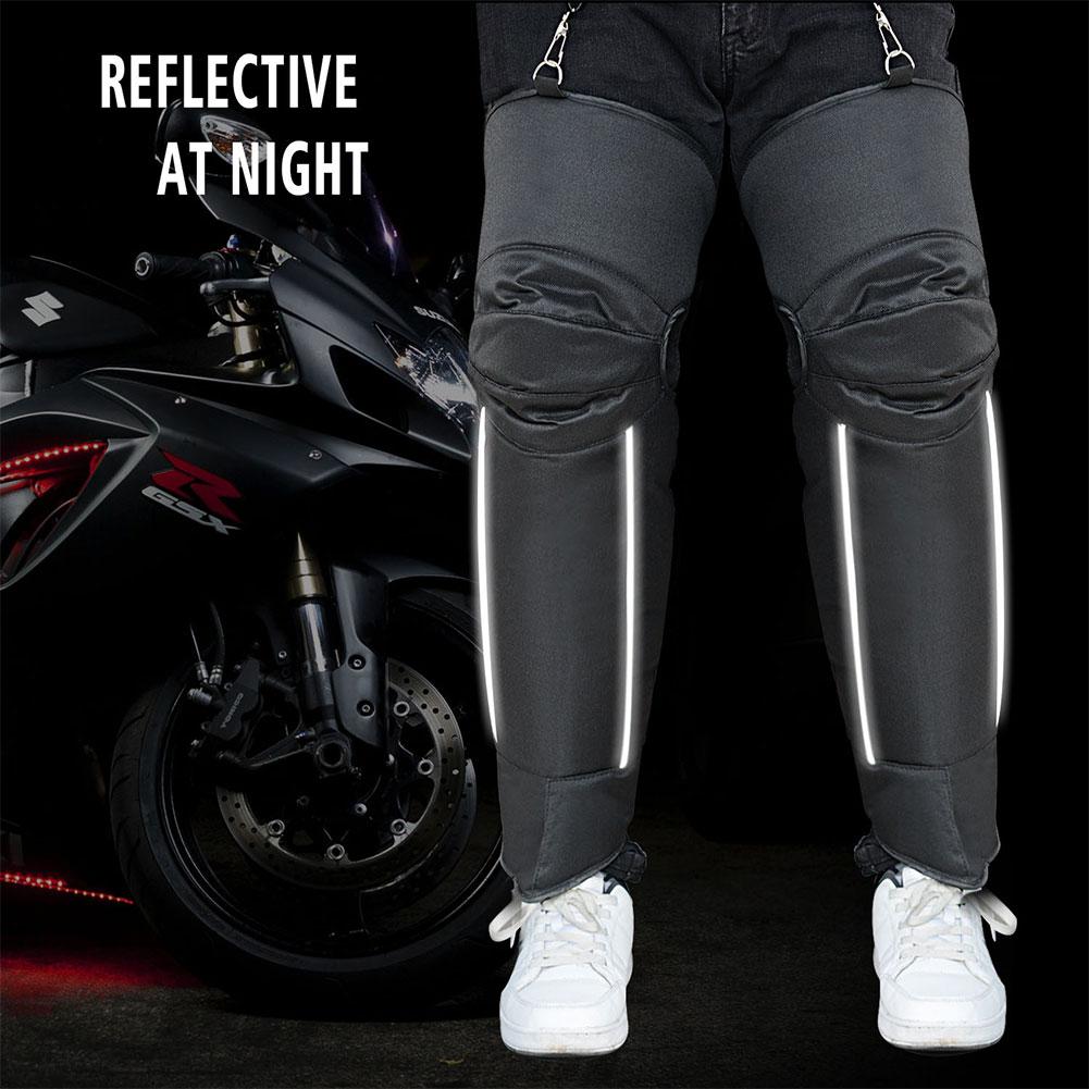 Motorcykel knæbeskytter koldt resistente varme knæpuder med vandtæt reflekterende strimmel pu læder vintertyk knæbeskyttelsessæt