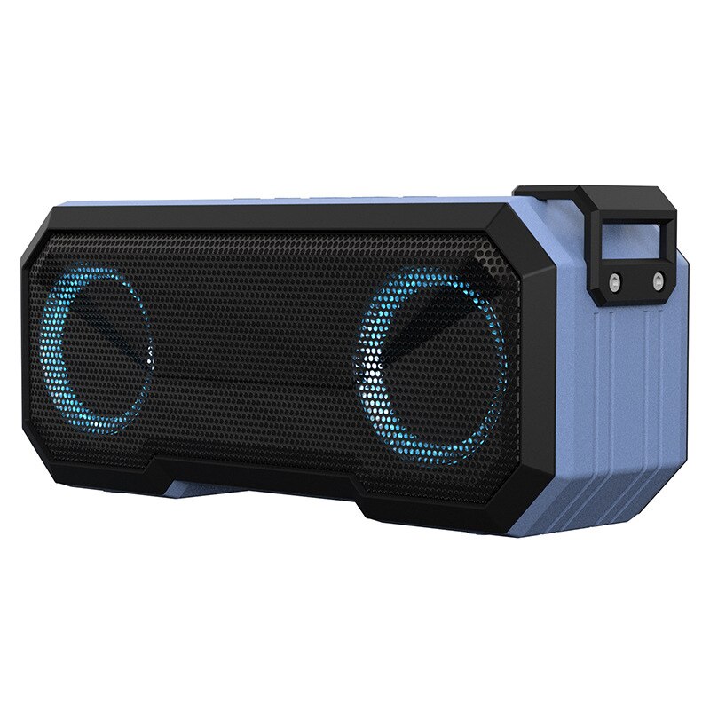 Portable Wireless Bluetooth-compatible Speaker Bass Column Outdoor USB Speakers With FM Radio AUX TF Power Bank Charging: Blue