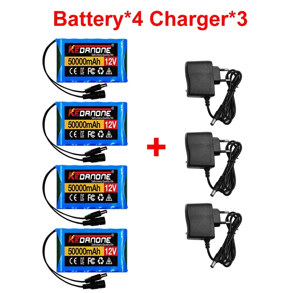 12V 50000mah Portable Super Rechargeable Lithium Ion Battery Pack Capacity DC 12.6v 30Ah CCTV Cam Monitor + Charger: Blue