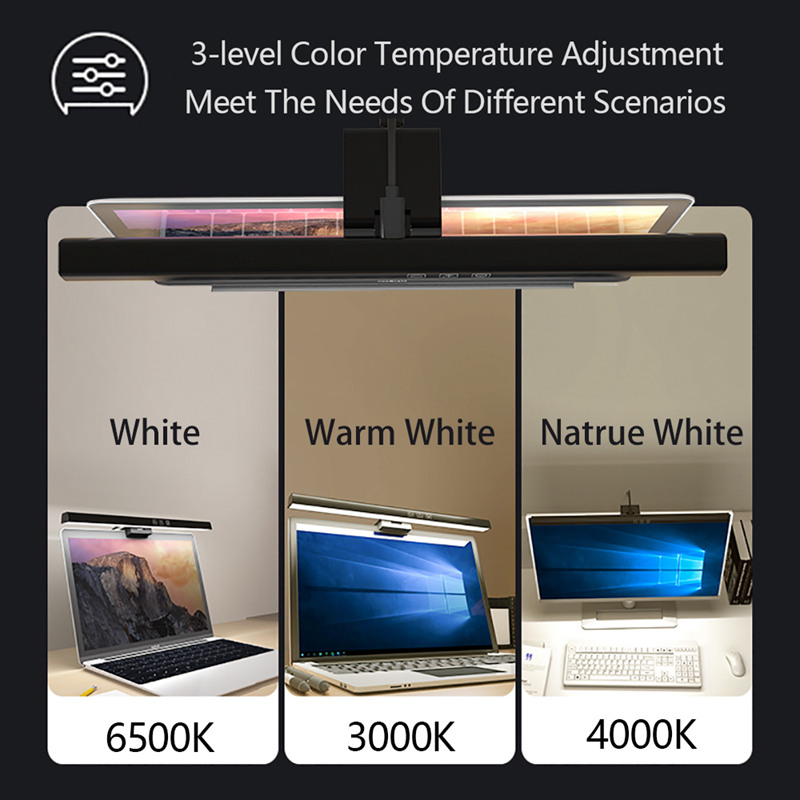 Augenschonende LED-bildschirmleuchte zum aufhängen bin Computer-pc-Monitor, stufenlos dimmbar, zum lesen und aufhängen