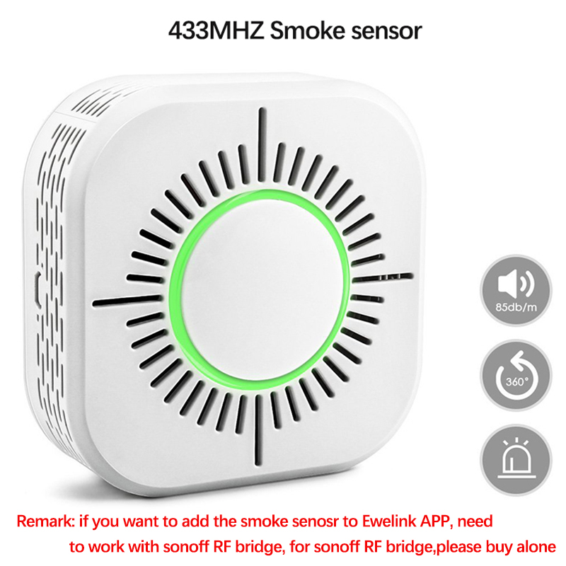 3Pcs Smoke Detector Wireless 433MHz Fire Security Protection Alarm Sensor for Smart Home Automation, Work with Ewelink APP