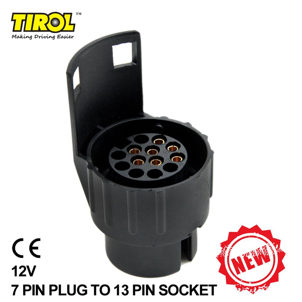 Tirol P3 7 Tot 13 Pin Trailer Plug Black Frosted Materialen Trailer Bedrading Connector 12V Towing Plug N Type t22774