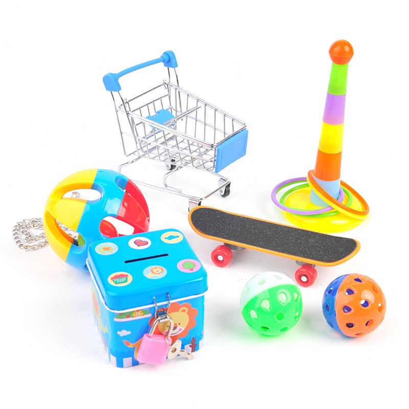 5/6/7 Pcs/Set Papegaai Speelgoed Interactieve Traning Vogels Speelgoed Puzzel Papegaai Speelgoed Set Skateboard Winkelwagen Bal vogel Activiteit Speelgoed: 7pcs set