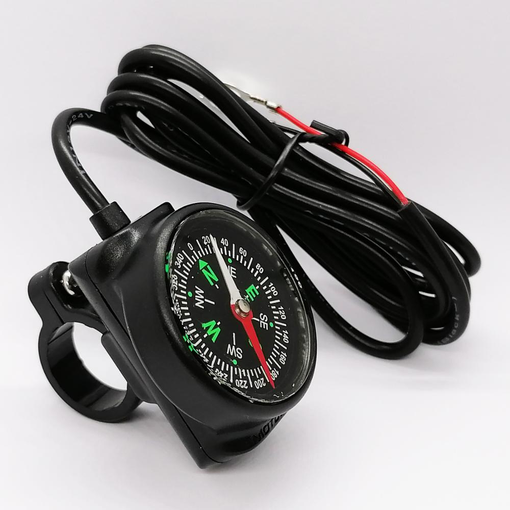 Motorcycle Handlebar Rail Mount Waterproof USB Charger 12-24V 2A with Compass for Mobile Phones GPS