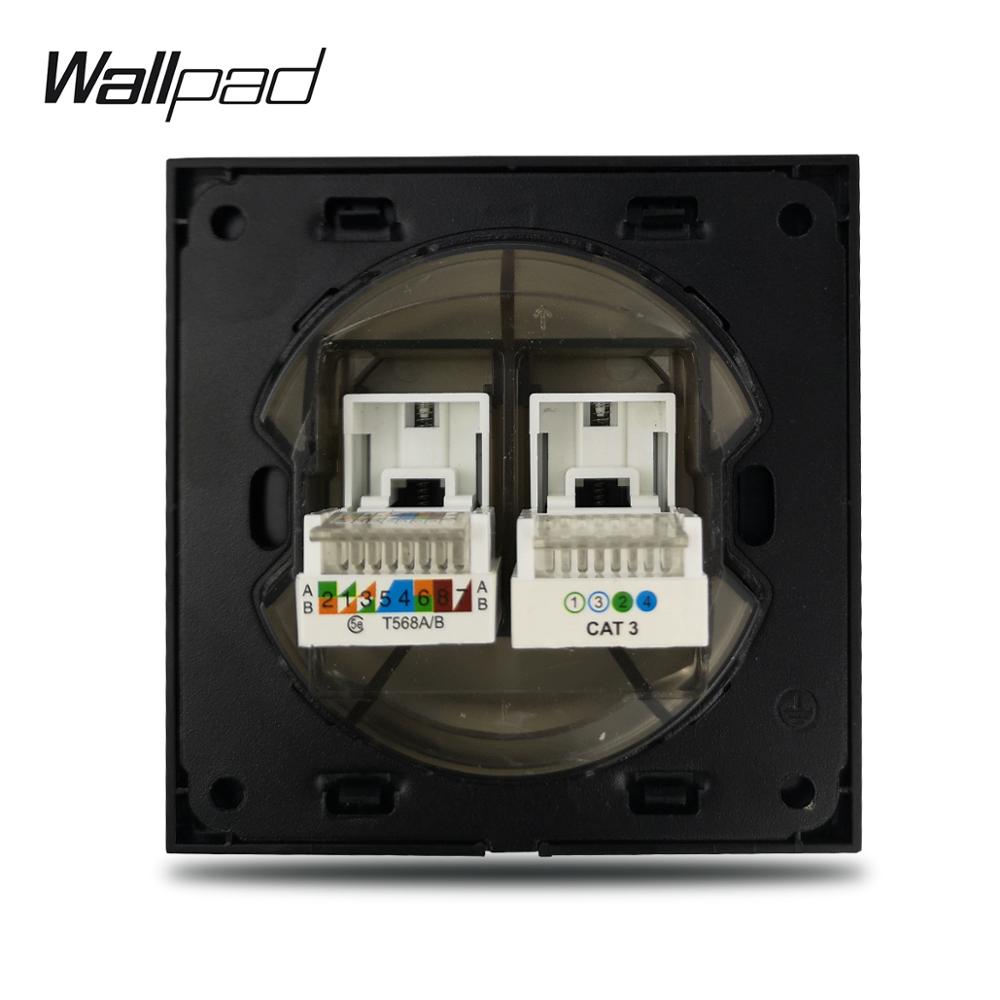 L6 White Glass Telephone RJ11 Data CAT6 Jack Wall Socket Tempered Glass Wiring Accessories Outlet