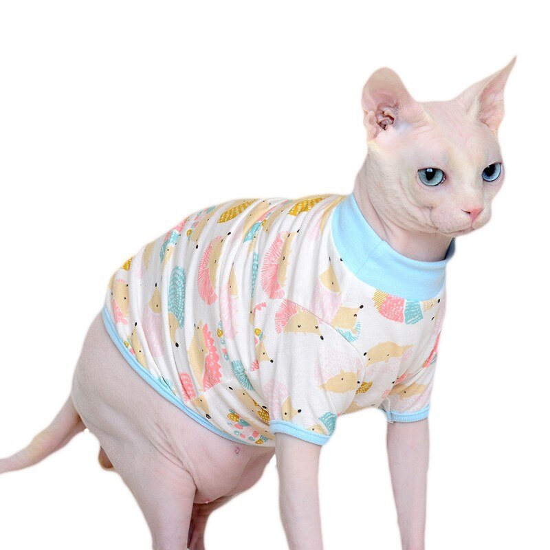 Hairless Cat Clothes Pet Cat Clothes 100% Cotton Shirt Pet Clothes for Spring Summer