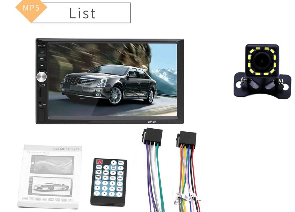 Autoradio Bluetooth Handsfree Auto MP5 Speler Autoradio 2 Din Mirrorlink Reverse Afbeelding Ondersteuning Achteruitrijcamera Auto Stereo Fm /Tf: With 12Led camera