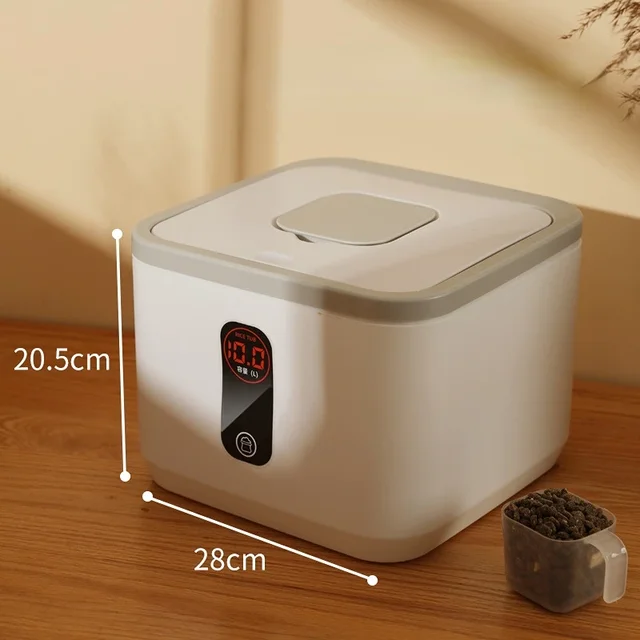 Aufbewahrungsbehälter für Hundefutter, Eimer für trockene Katzenfutter, Hundefutterbox mit Deckel, insektensicher, feuchtigkeitsbeständig, versiegelte Reisbox mit Getreide: WHITE