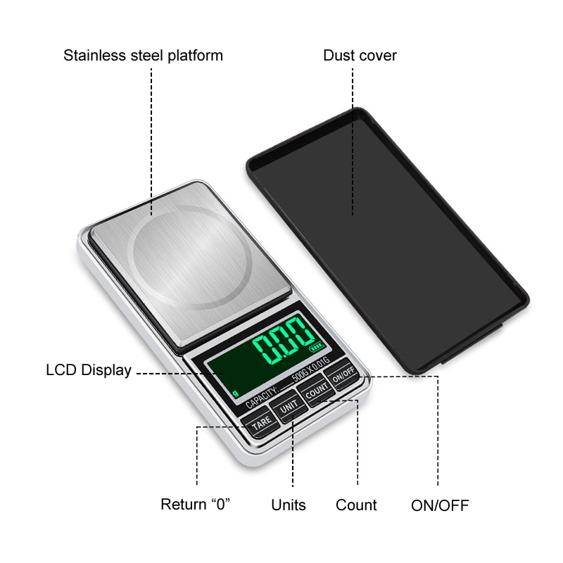 Mini báscula Digital de bolsillo de precisión, 0,01g/0,1g, para bisutería dorada, joyería plata de ley, básculas electrónicas en gramos