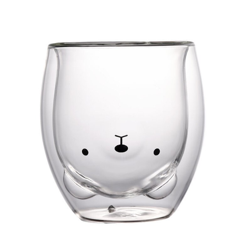 3D 2 niveaux belle Panda ours innovant bière verres résistant à la chaleur Double paroi tasse à café matin lait verre de noël: Beat