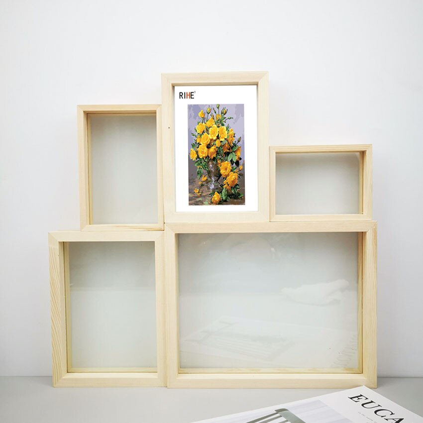 Multi Size Wood Frame Paint By Number DIY Frame Painting Wooden Frame Diamond Paintings Combination Printed Canvas Use