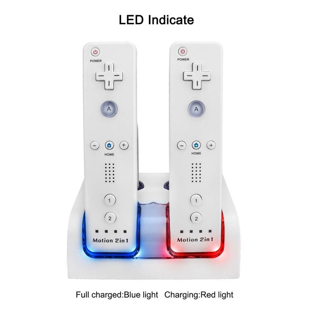 Stazione di Ricarica LED 4 in 1 + Batteria per Accessori di Gioco Nintendo Wii U