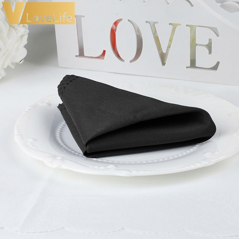 100 Stuks 30*30cm Servet Polyester Tafelkleden Vele Kleuren 12 "x 12" Doiner Wedding Party thuis Tafeldecoratie: Black