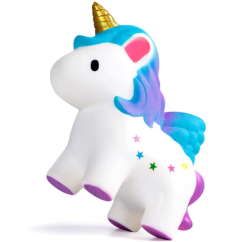 Jumbo kawaii farverig enhjørning squishy dyr squishies langsomt stigende stressaflastning klem legetøj til baby børn jul
