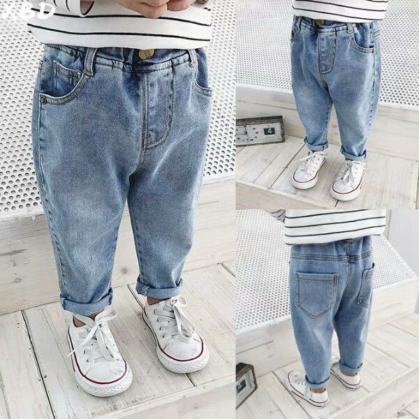 Märkesjeans för pojkar barn jeansbyxor höst barn tjejer casual jeans baby cowboy byxor för tjejer babykläder