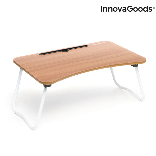 InnovaGoods | Mesa Plegable Auxiliar Multiuso | mesilla plegable sofá , mesa para el sofa , mesilla auxiliar para la cama , mesa para trabajar en sofá y cama , mesa soporte ordenador multiusos , Plaza