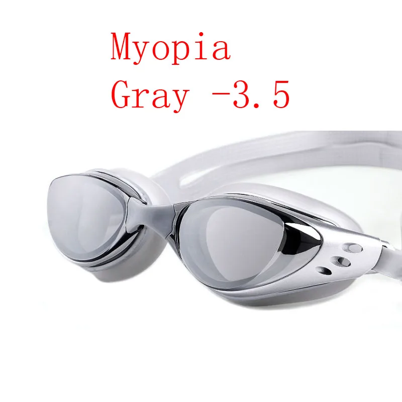 Krótkowzroczność gogle pływackie mężczyźni kobiety-1.0 ~-10 wodoodporna Anti-Fog Arena okulary pływackie na receptę wodne silikonowe gogle do nurkowania: Gray -3.5
