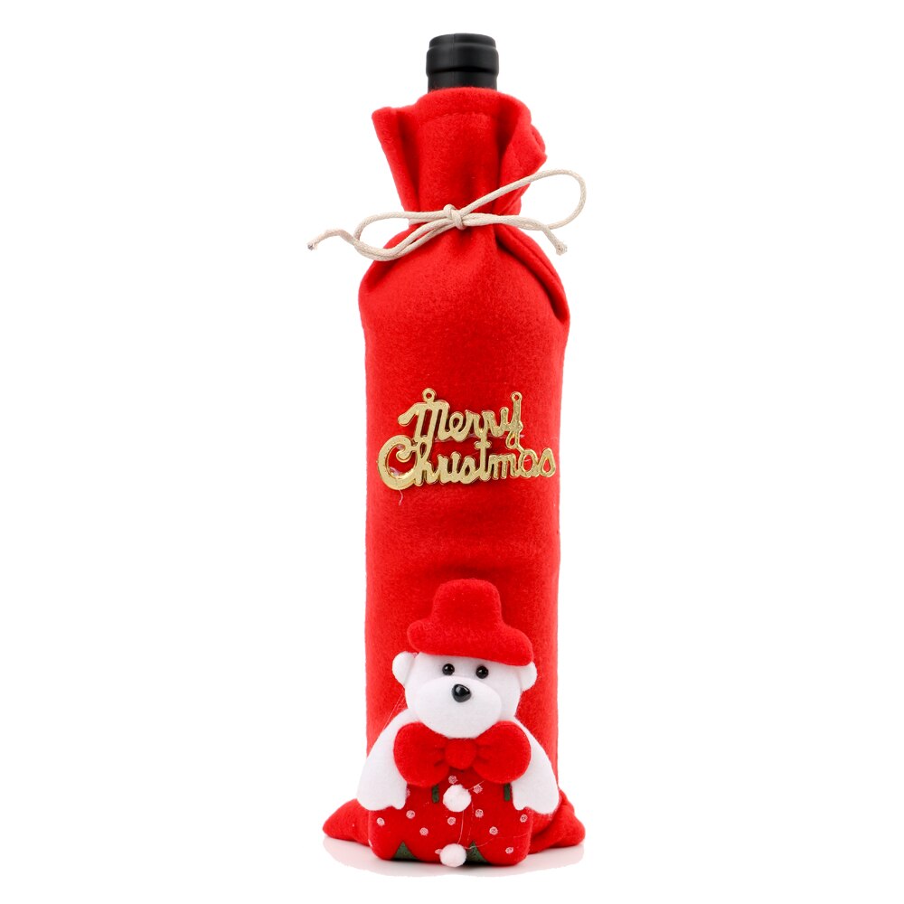 Julemand rudolf snemand isbjørn flaske tøj til hjemmet xmas vin flaske taske cover juledekoration: Bjørn