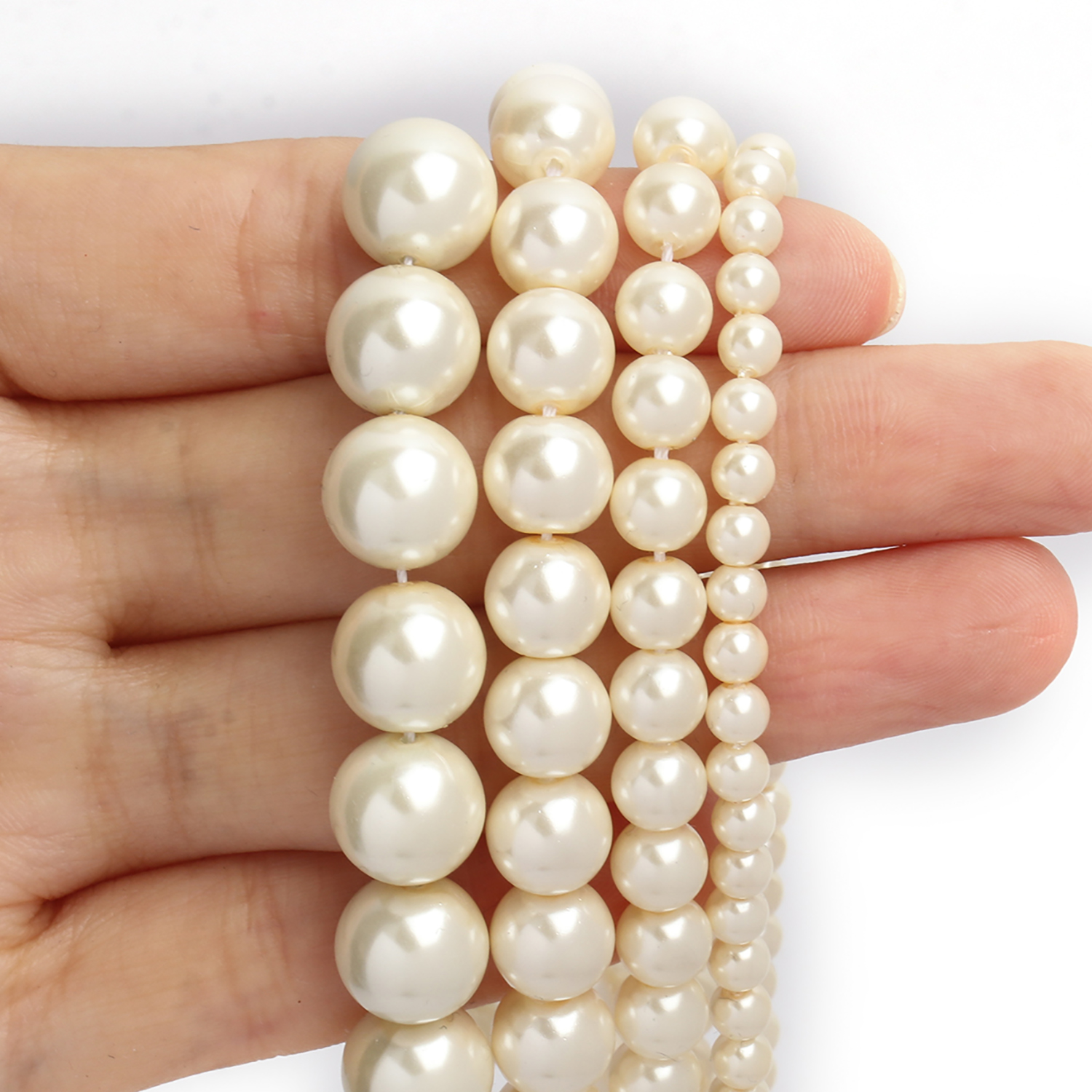 de cuentas de perlas de imitación de vidrio, cuentas espaciadoras de color rosa claro para fabricación de joyería, accesorios de pulsera Diy 4 6 8 10mm