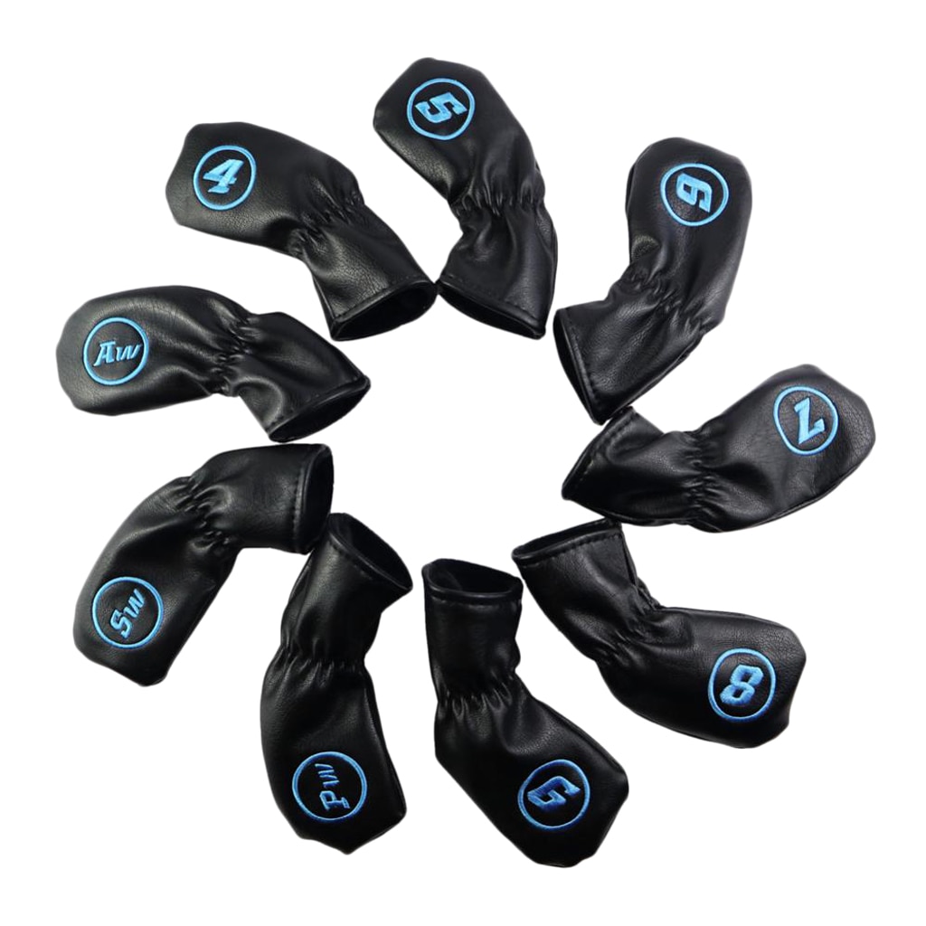 9Pcs/Set (4, 5, 6, 7, 8, 9, AW, SW, PW) Head Clover Iron Protective Headcovers Protector Sleeve for Golf Club Accessories