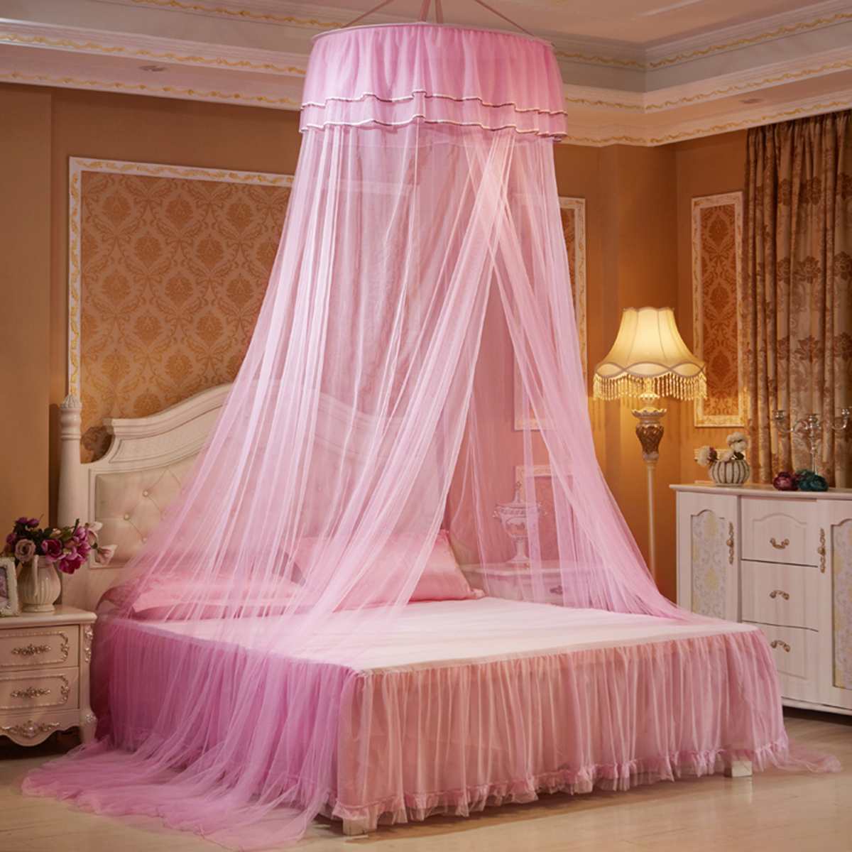 Luxury Princess Butterfly Bed Canopy Mosquito Net Bedroom Mosquito Netting Bed Curtain Canopy Netting Mosquito: Pink