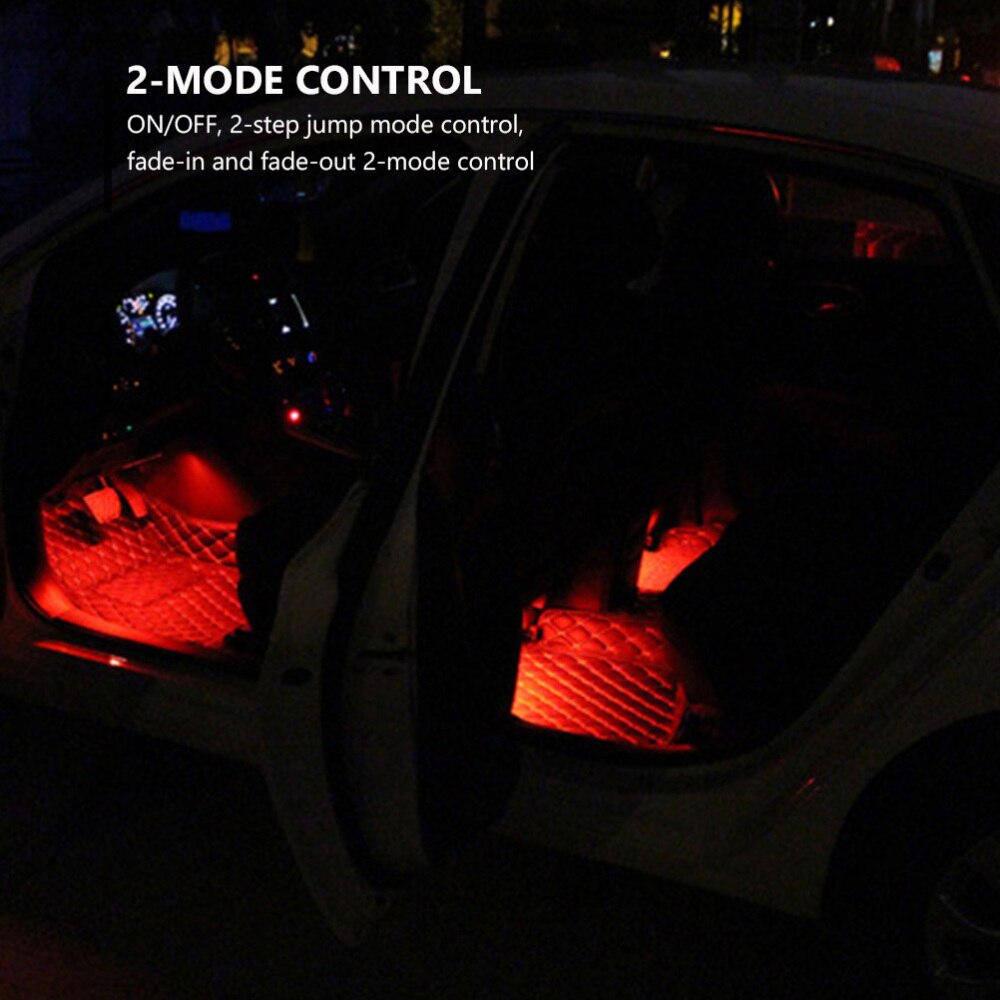 1 sæt 4 in 1 bil lys indretning bil atmosfære lampe usb auto omgivende lys interiør lys indretning til auto dekoration diy